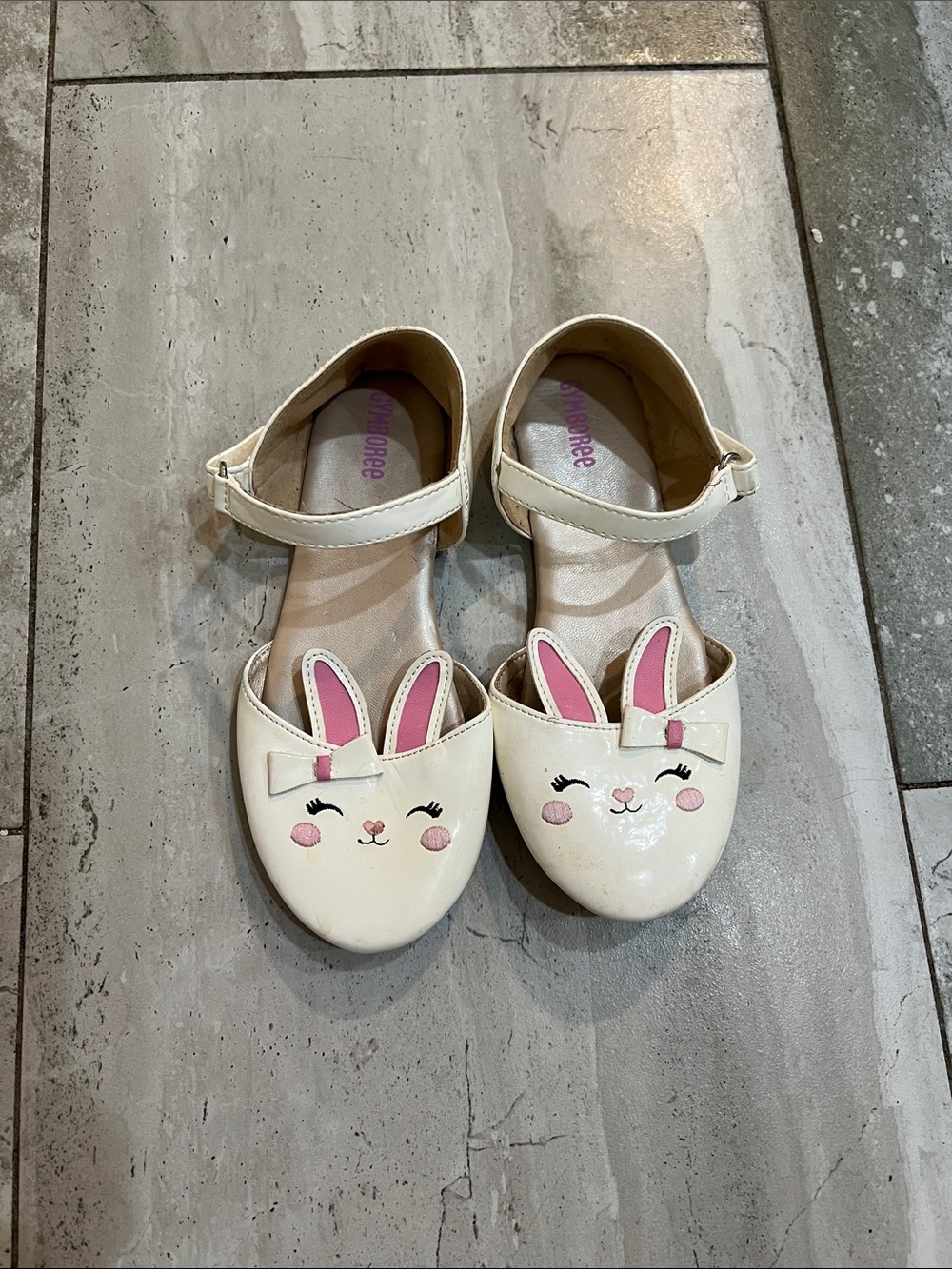 Kids Bunny Strap Shoes - Cream and Pink
